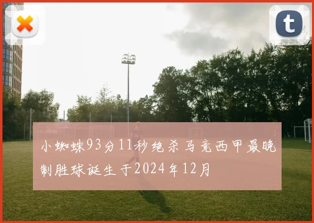 小蜘蛛93分11秒绝杀马竞西甲最晚制胜球诞生于2024年12月